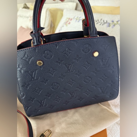 Louis Vuitton Montaigne Crossbody BB Navy Leather Monogram Empreinte - Picture 12 of 15